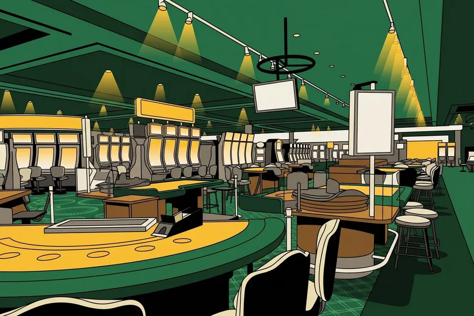 Tables and slot rows at Century Casino Edmonton
